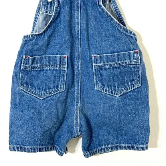 Vtg Carters Baby Embroidered Denim Overalls Jean Shortalls Shorts Beach Animals - Picture 8 of 15